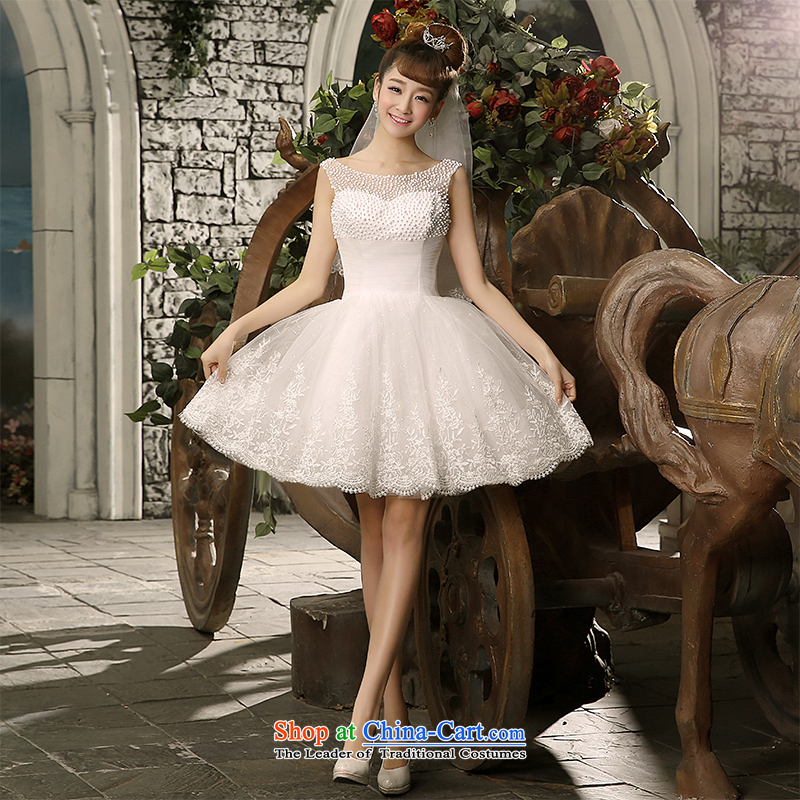Starring impression 2015 Summer Bridesmaid Dress Short white, marriages shoulders bon bon skirt bows dinner dress skirt H1058 Small S, starring impression shopping on the Internet has been pressed.