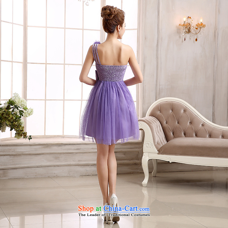Yet, a new champagne color bridesmaid short skirts sister, mission evening dresses video bridesmaid to marry thin small dress 52611 purple beveled shoulder the burden of 125-135 xl naoji a , , , shopping on the Internet