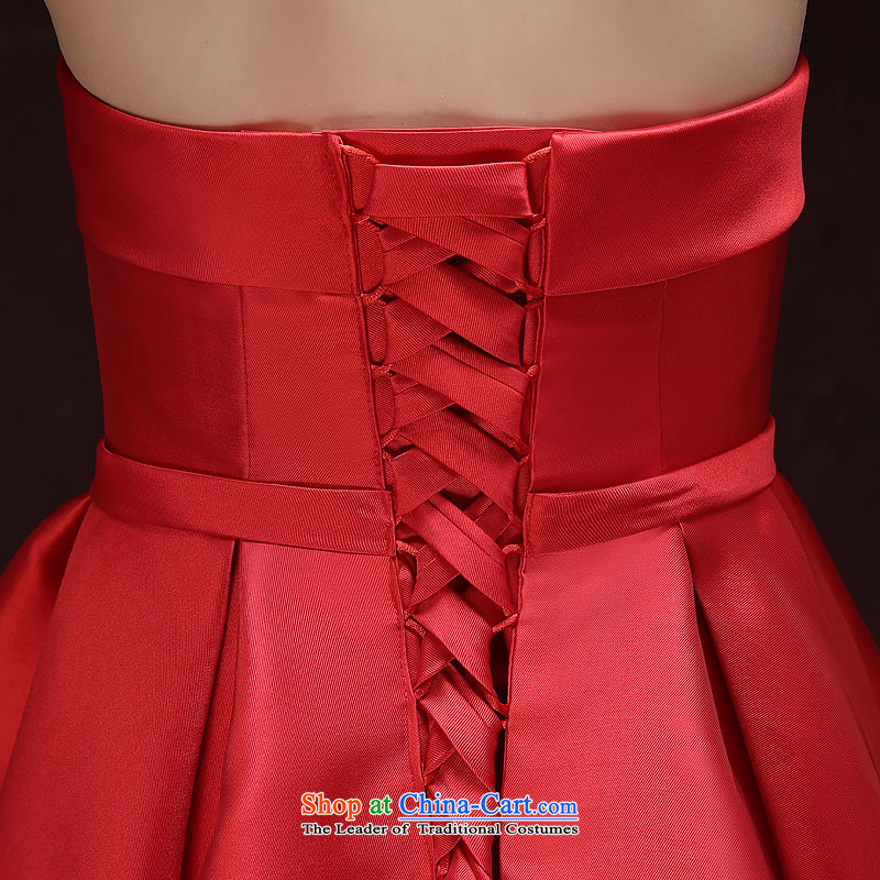 New elegant export click outside the marriage bridal dresses performance stage photography Dress Short of wedding dresses and chest satin dress red high- M, pure love bamboo yarn , , , shopping on the Internet