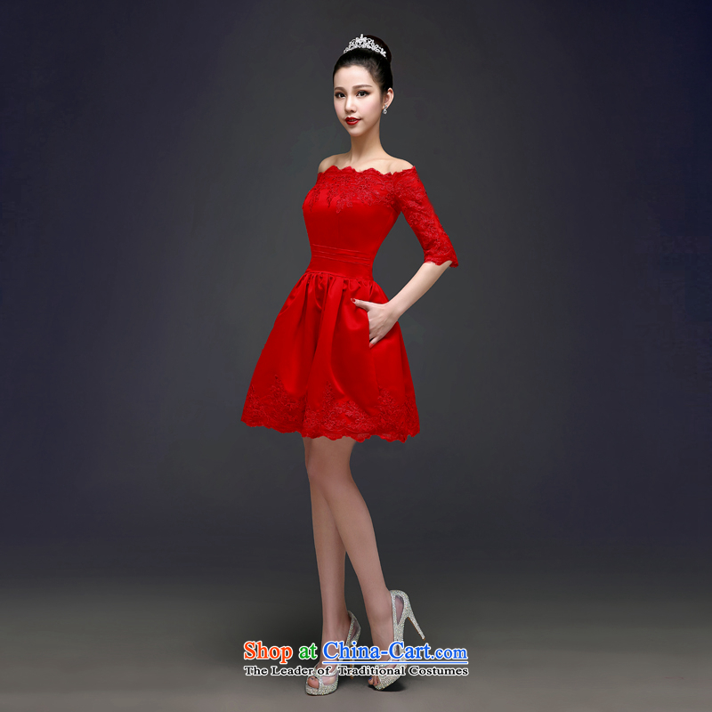 Each new summer 2015, Connie stylish marriages red bows word services shoulder lace short-sleeved dress) female LF0005 CHUN  S, every large red JIAONI stephanie () , , , shopping on the Internet