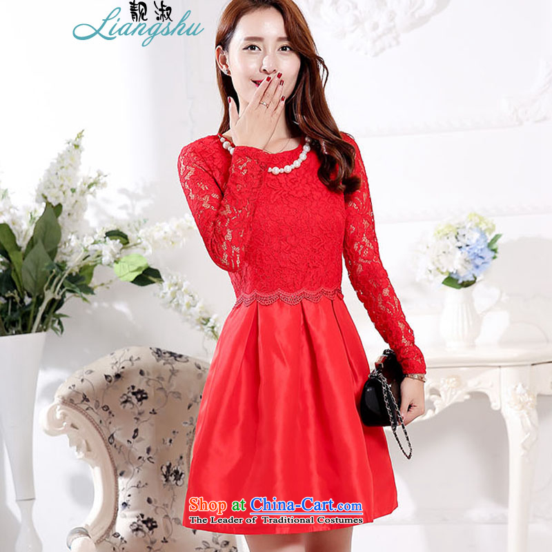 Mrs 2015 autumn and winter talks with the new Korean bridal dresses bows service stylish dresses female red XL