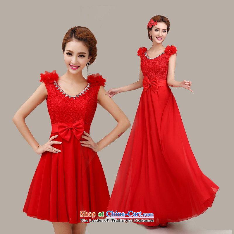 Yi Sang-  2015 summer love new bride shoulders Top Loin of pregnant women dress bridesmaid marriage bows wedding dress length of red wedding dresses short, S, Yi love is , , , shopping on the Internet
