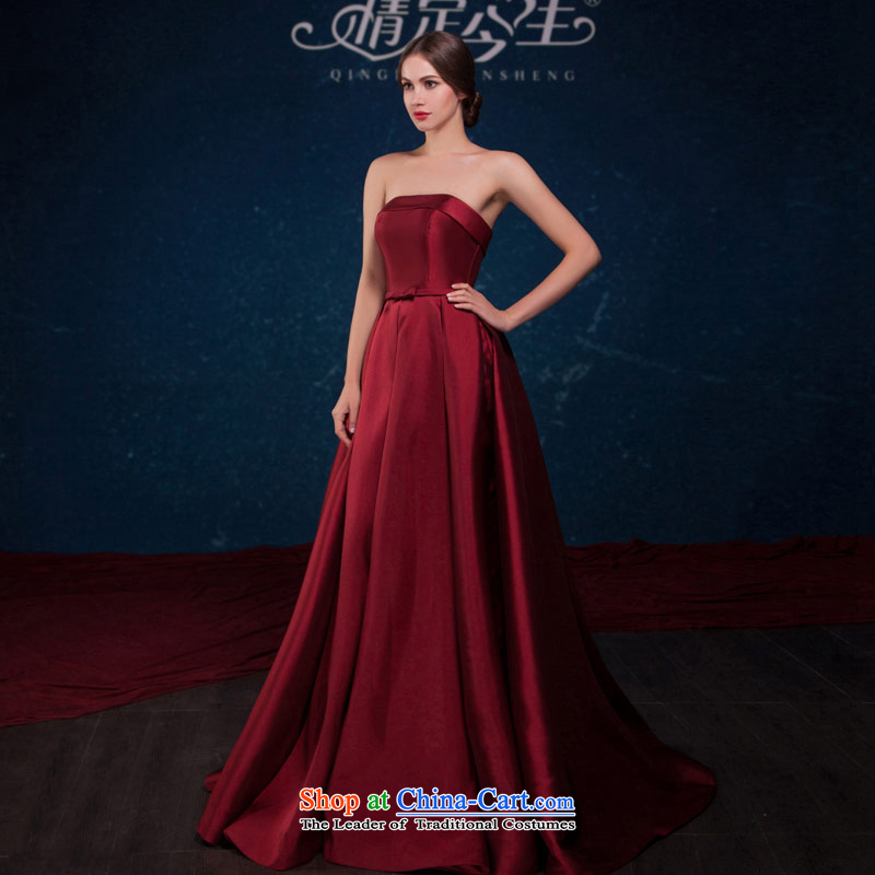 Love of the overcharged by 2015 Summer New Western Wind upscale wine red wiping the chest long Princess Bride toasting champagne wedding dress uniform dresses wine red XXXL, love of the overcharged shopping on the Internet has been pressed.