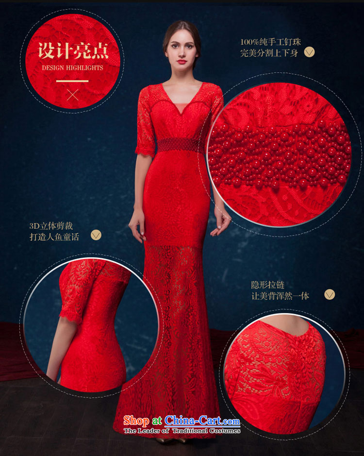 Love of the overcharged by 2015 Summer new red lace crowsfoot dresses and sexy V-Neck fifth cuff evening banquet wedding dress bride bows services red L picture, prices, brand platters! The elections are supplied in the national character of distribution, so action, buy now enjoy more preferential! As soon as possible.