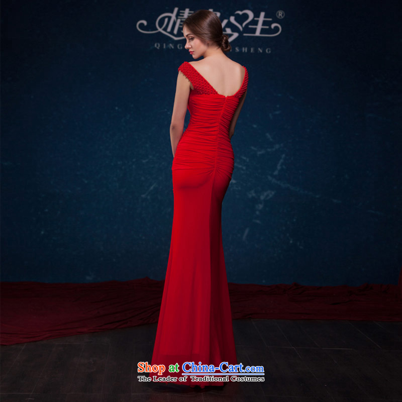 Love of the overcharged by 2015 Summer new bride bridesmaid video thin nail Pearl Sau San crowsfoot dress banquet moderator wedding dress bows to love of the life, L, red , , , shopping on the Internet