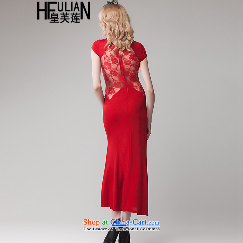 Non-proscribed fall 2015, Lin Hsien thin sexy wrapped his chest terrace waist gauze lace stitching side of the forklift truck package and dress skirt long skirt 1002 Red S, non-proscribed Lin (HUANGFULIAN) , , , shopping on the Internet
