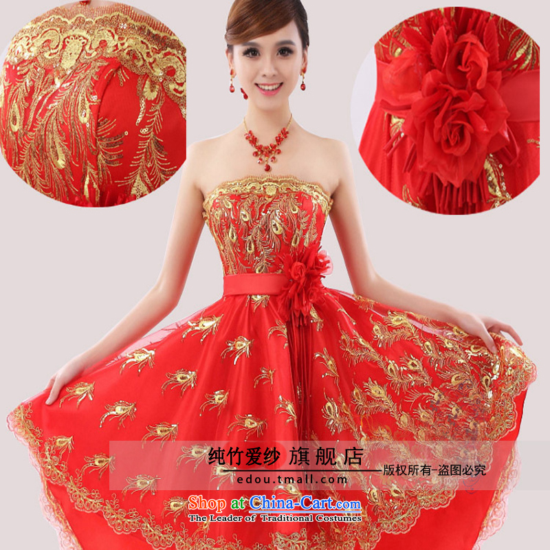 Slender legs fine lace dress the new bride wedding dress stylish bows services before long after short red Korean qipao gown wedding pregnant women can penetrate anchovy spend anointed chest, tailored to customer service contact, pure love bamboo yarn , , , shopping on the Internet