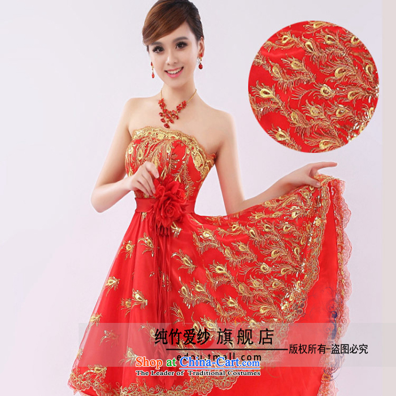 Slender legs fine lace dress the new bride wedding dress stylish bows services before long after short red Korean qipao gown wedding pregnant women can penetrate anchovy spend anointed chest, tailored to customer service contact, pure love bamboo yarn , , , shopping on the Internet