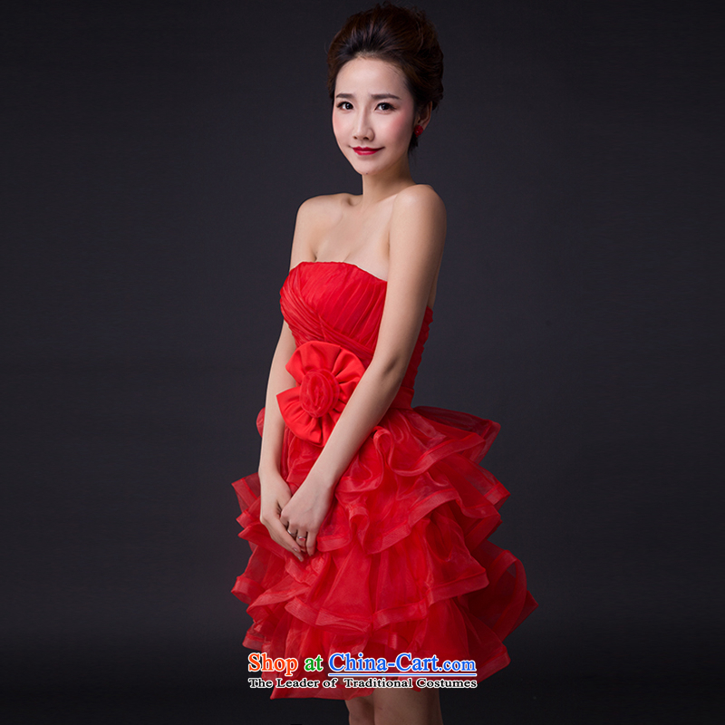 Hei Kaki wedding dresses 2015 new sexy Korean version of the Princess Bride and chest straps short of an irrepressible flowers bridesmaid JX06 services red XS, Hei Kaki shopping on the Internet has been pressed.