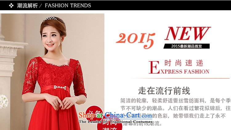 Pure Love bamboo yarn 2015 new marriages red lace dress long evening dresses evening drink service in the irrepressible red short-sleeved gown of 