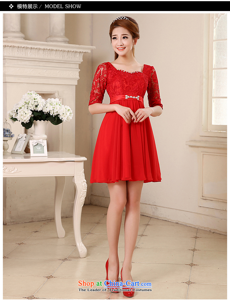 Pure Love bamboo yarn 2015 new marriages red lace dress long evening dresses evening drink service in the irrepressible red short-sleeved gown of 