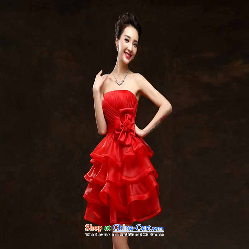 Bridal dresses bridesmaid Dress Short of marriage autumn and winter betrothal moderator evening dresses bridal dresses red bows redL