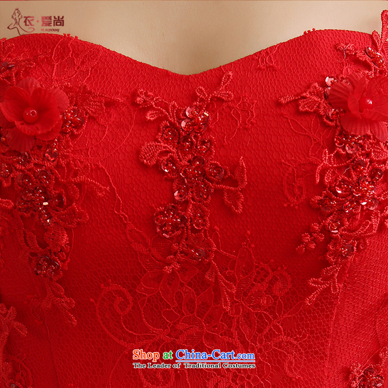 Yi is the new 2015 Love stylish anointed chest lace dress brides Sau San wedding dress red bride bows services long red XXL, Yi love is , , , shopping on the Internet