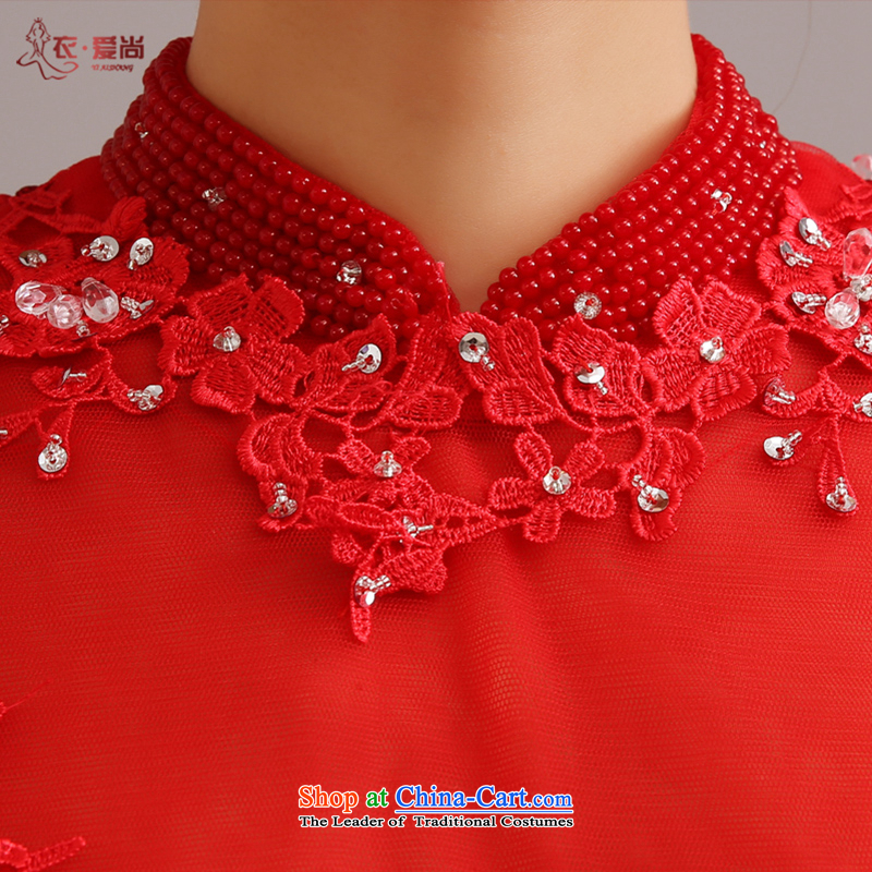 Yi Sang-wedding dresses Love 2015 new marriages toasting champagne evening dress uniform long round-neck collar align shoulders in evening dress female red can be made plus $30 does not return, Yi Sang Love , , , shopping on the Internet