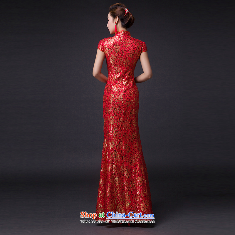Hei Kaki 2015 new bows dress classic style of retro fine embroidery irrepressible tray clip dress skirt  L001 deep red XL, Hei Kaki shopping on the Internet has been pressed.
