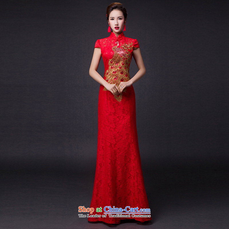 Hei Kaki 2015 new bows dress classic style of retro fine embroidery irrepressible tray clip dress skirt L002 RED XS