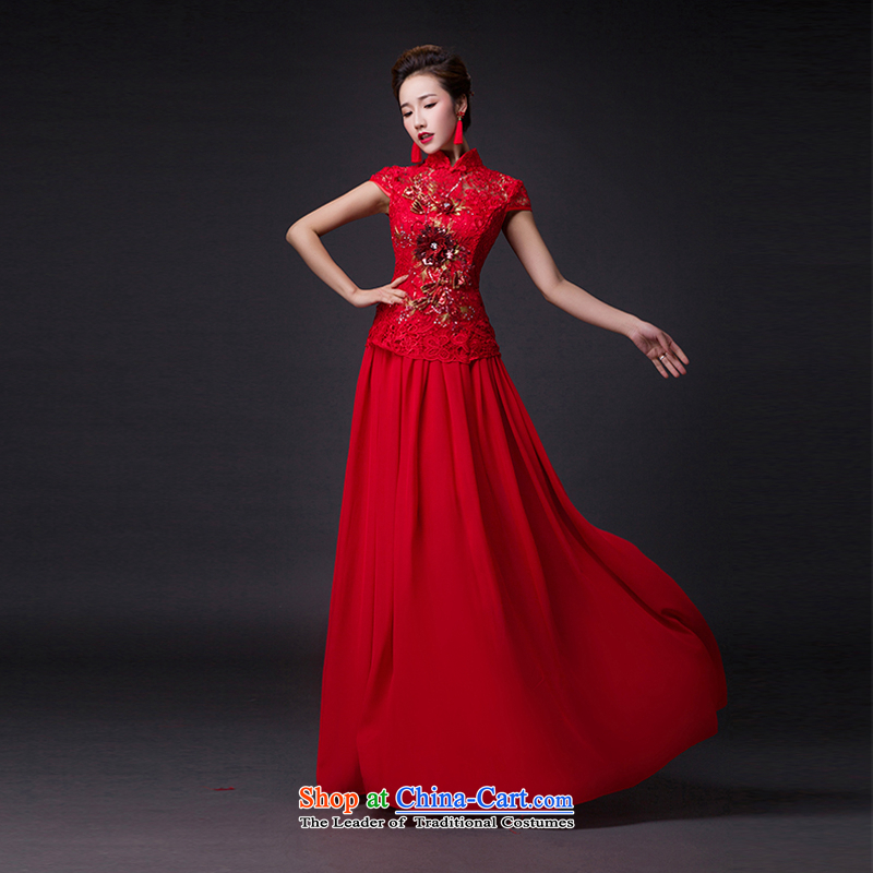 Hei Kaki 2015 new bows dress classic style of fine Antique Lace irrepressible tray clip dress skirt L014 RED XXL