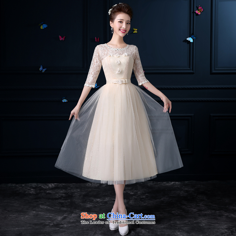 The privilege of serving-leung bridesmaid services Ms. dress dresses and sisters mission bridesmaid dress skirt 2015 new evening dresses round-neck collar chest with flowers -- In a service, cuff-leung , , , shopping on the Internet