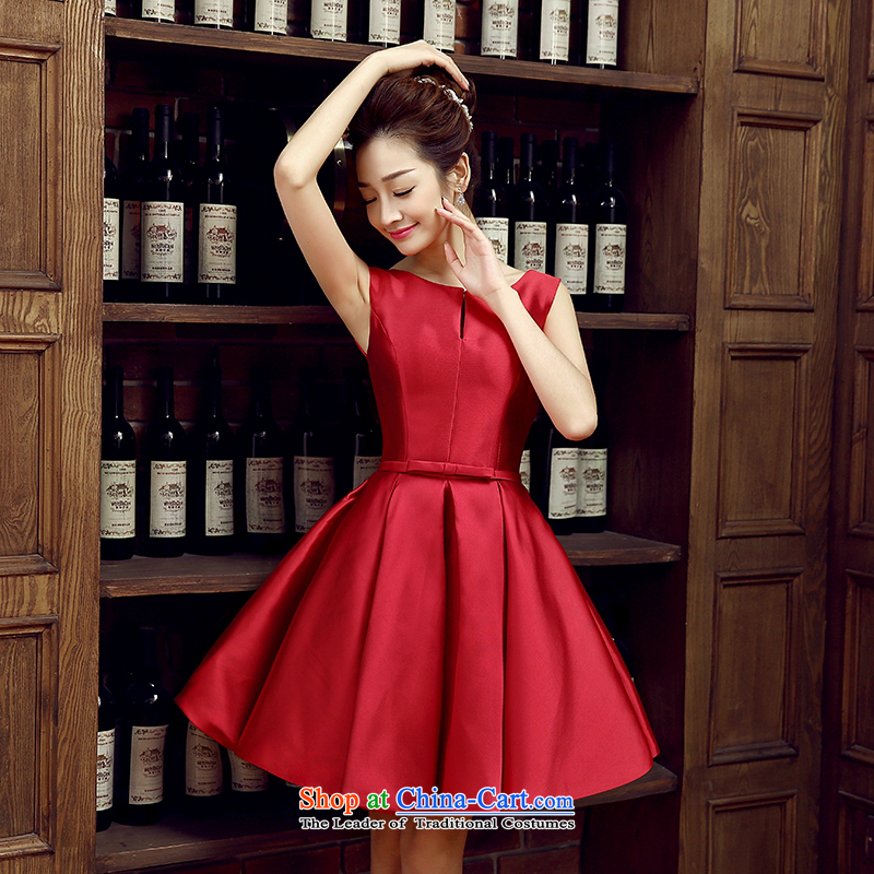 Evening dress the new 2015 Spring/Summer bride bows wedding dress uniform length of red shoulders bridesmaid SERVICES ARE RED M, pure love bamboo yarn , , , shopping on the Internet