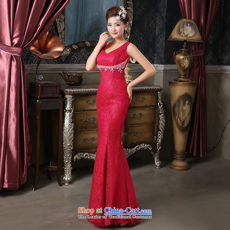 Pure Love bamboo yarn new word shoulder dress upscale Lace Embroidery Pearl evening dresses dress Sau San will dress bridal dresses in red under the auspices of dress banquet XL Photo, prices, brand platters! The elections are supplied in the national character of distribution, so action, buy now enjoy more preferential! As soon as possible.