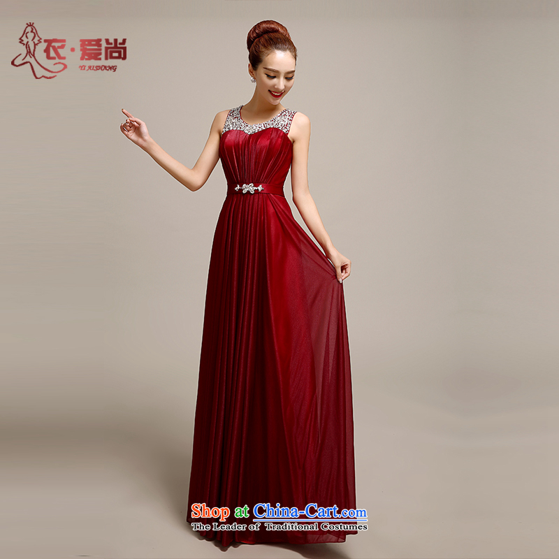 Yi Sang-wedding dresses Love 2015 NEW Summer Wine red shoulders lace long evening dress bows services wedding fashion bridal dark red can be made plus _30 Does Not Return