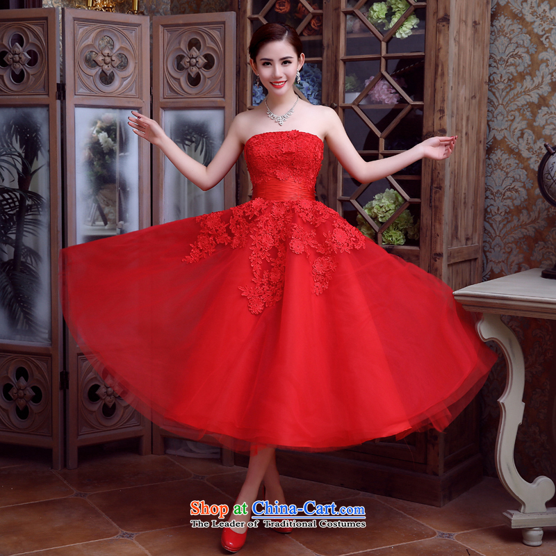 Noritsune bride Wedding 2015 Korean Red long wedding wiping the chest straps dresses marriage bows evening dresses red XS, noritsune bride shopping on the Internet has been pressed.