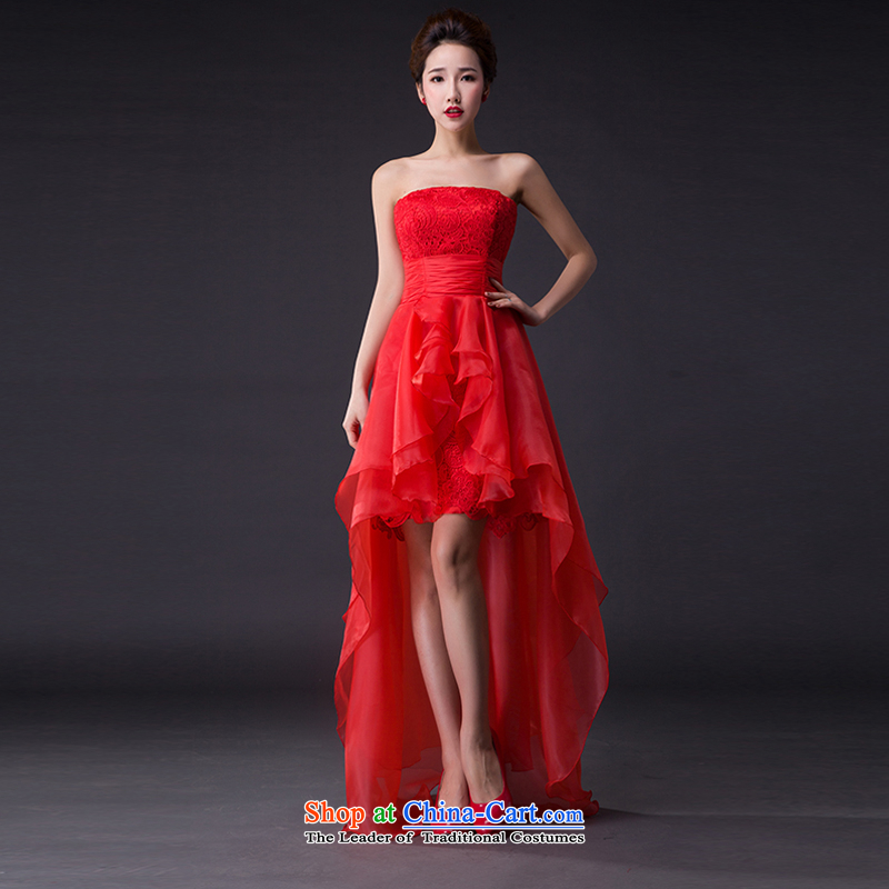 Hei Kaki?2015 new dresses and sexy bows chest after short long bridesmaid dress skirt?JX11 services?left red tailored Size