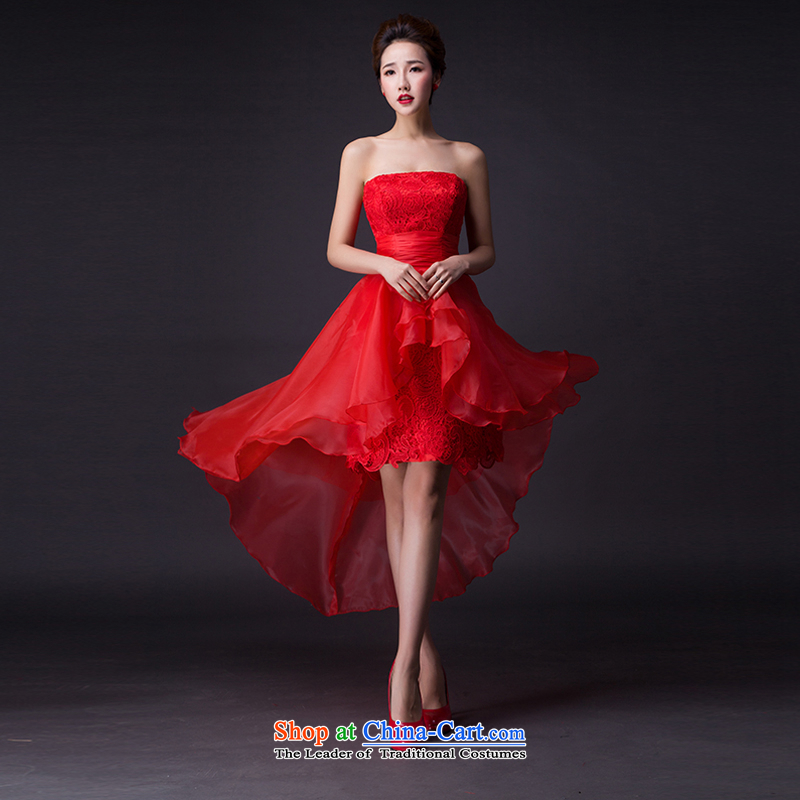 Hei Kaki 2015 new dresses and sexy bows chest after short long bridesmaid dress skirt JX11 services left red Tailored size, Hei Kaki shopping on the Internet has been pressed.