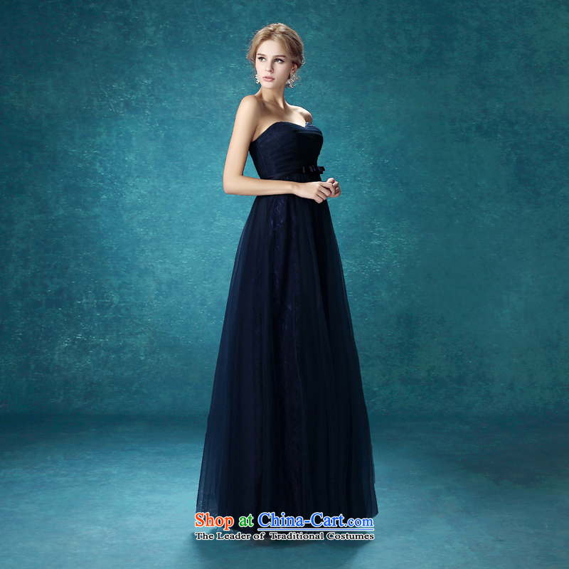 Time Syrian navy blue dress with the new 2015 chest stylish bride bows services bridesmaid dress banquet night staple wedding-dress stage performance services navy S time Syrian shopping on the Internet has been pressed.