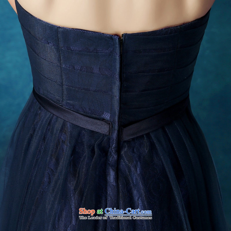 Time Syrian navy blue dress with the new 2015 chest stylish bride bows services bridesmaid dress banquet night staple wedding-dress stage performance services navy S time Syrian shopping on the Internet has been pressed.