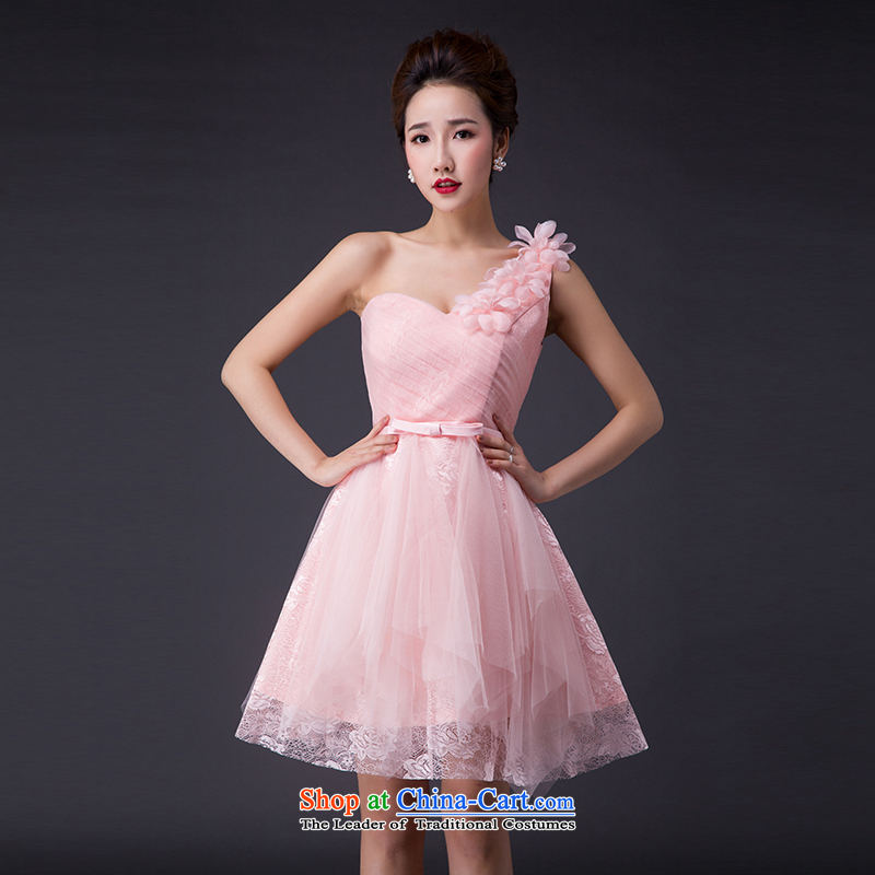 Hei Kaki 2015 new bows dress Korean stylish evening dress shoulder under the auspices of the annual concert dress skirt  JX05 banquet and pink , L-hi kaki shopping on the Internet has been pressed.