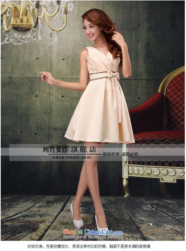 Pure Love bamboo yarn 2015 new bridesmaid Dress Short, champagne color shoulders bridesmaid wedding in Sau San evening dress the summer and fall of small champagne color M picture, prices, brand platters! The elections are supplied in the national character of distribution, so action, buy now enjoy more preferential! As soon as possible.