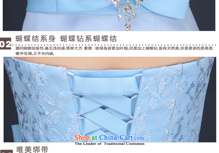 Jie Mia moderator wedding dress winter clothing bride spring bows video thin blue dress female banquet long blue-Western history 