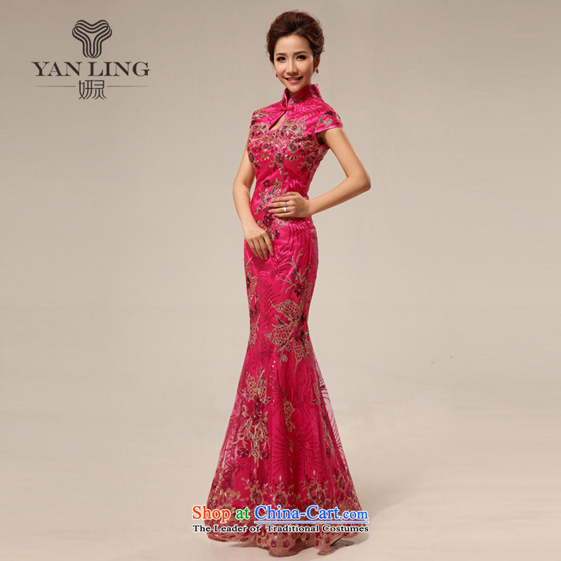 Charlene Choi spirit of nostalgia for the marriage of improved etiquette 2015 Hospitality Services cheongsam dress qipao summer stylish 67 _Ko Yo red_ pink XXL