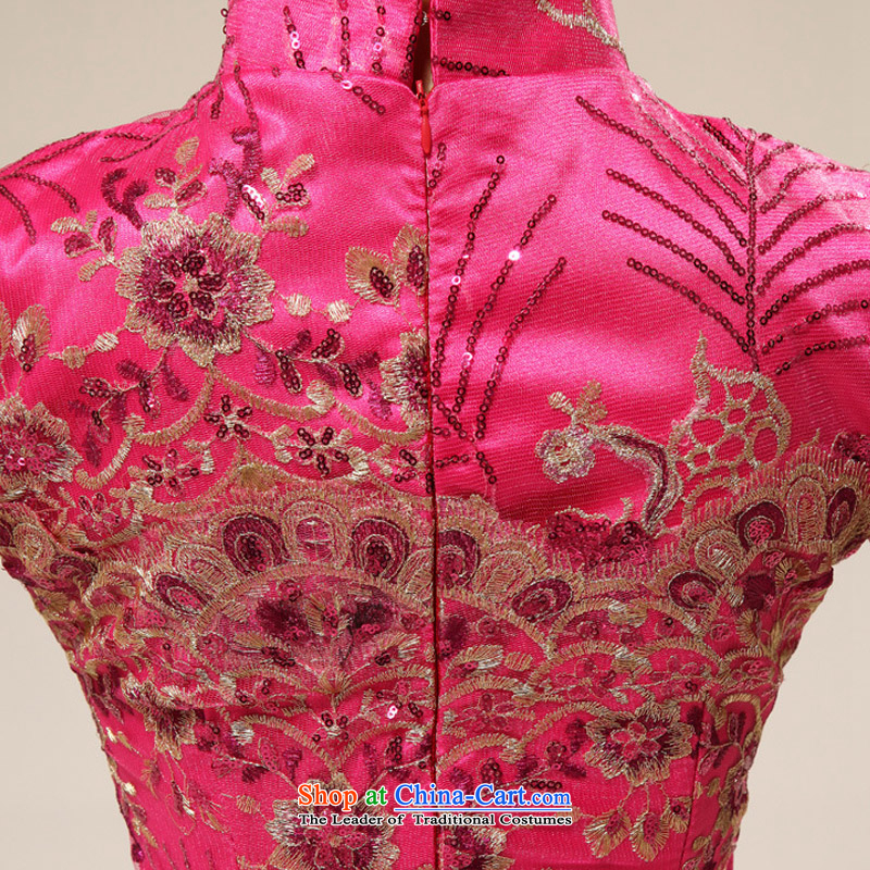 Charlene Choi spirit of nostalgia for the marriage of improved etiquette 2015 Hospitality Services cheongsam dress qipao summer stylish 67 (red) pink XXL, Ko Yo Charlene Choi spirit has been pressed shopping on the Internet