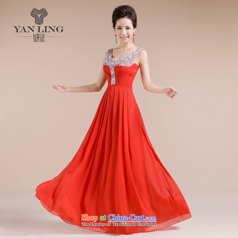 Charlene Choi Ling 2015 new bride wedding dress dinner dress uniform LF-1005 RED?XXL toasting champagne