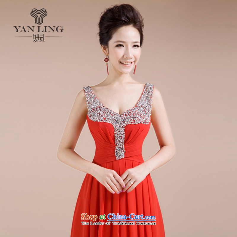 Charlene Choi Ling 2015 new bride wedding dress dinner dress uniform LF-1005 bows red XXL, Charlene Choi spirit has been pressed shopping on the Internet