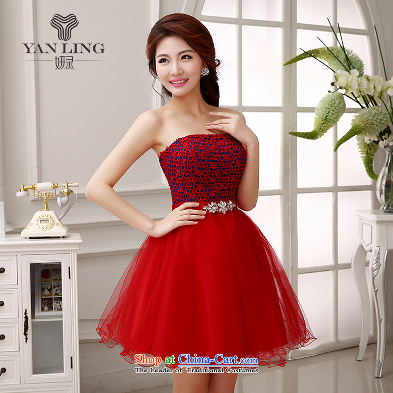 Charlene Choi Spirit bride bows services 2015 dress 2014 Marriage bridesmaid mission betrothal sister mission short of red dress LF204 XXL, Charlene Choi spirit has been pressed red shopping on the Internet