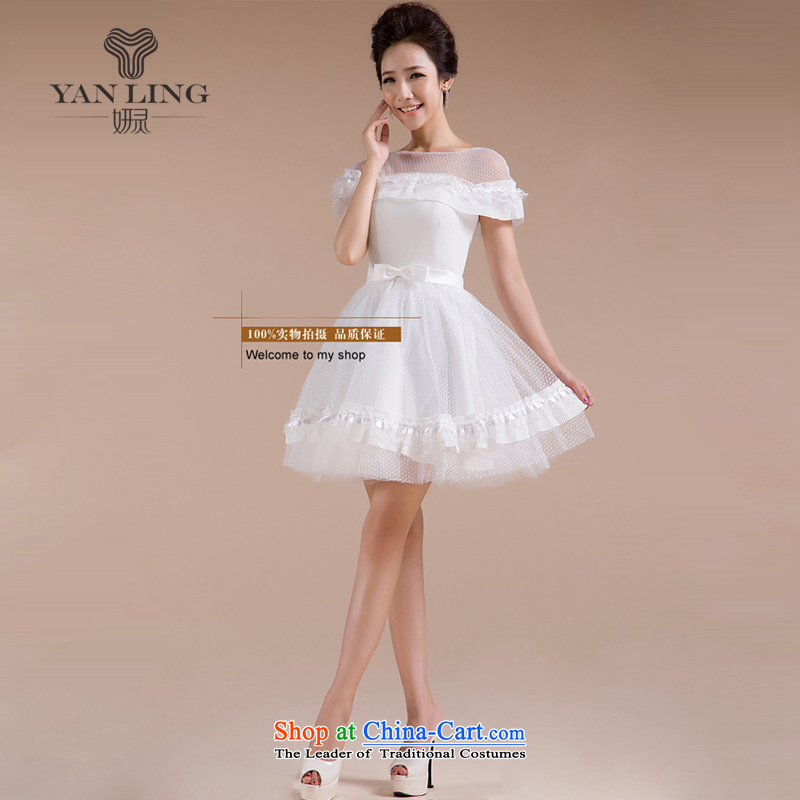 Charlene Choi Ling 2015 new threw lace skirt the word yarn shoulder and sexy luxury sweet elegant small white M Yeon LF165 dress spirit has been pressed shopping on the Internet