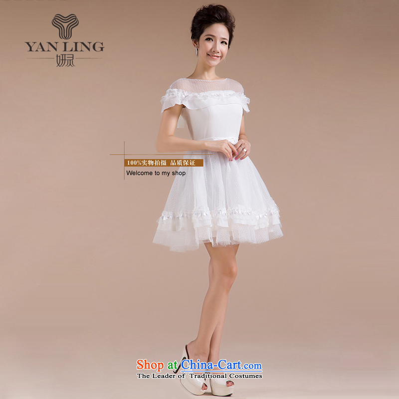 Charlene Choi Ling 2015 new threw lace skirt the word yarn shoulder and sexy luxury sweet elegant small white M Yeon LF165 dress spirit has been pressed shopping on the Internet