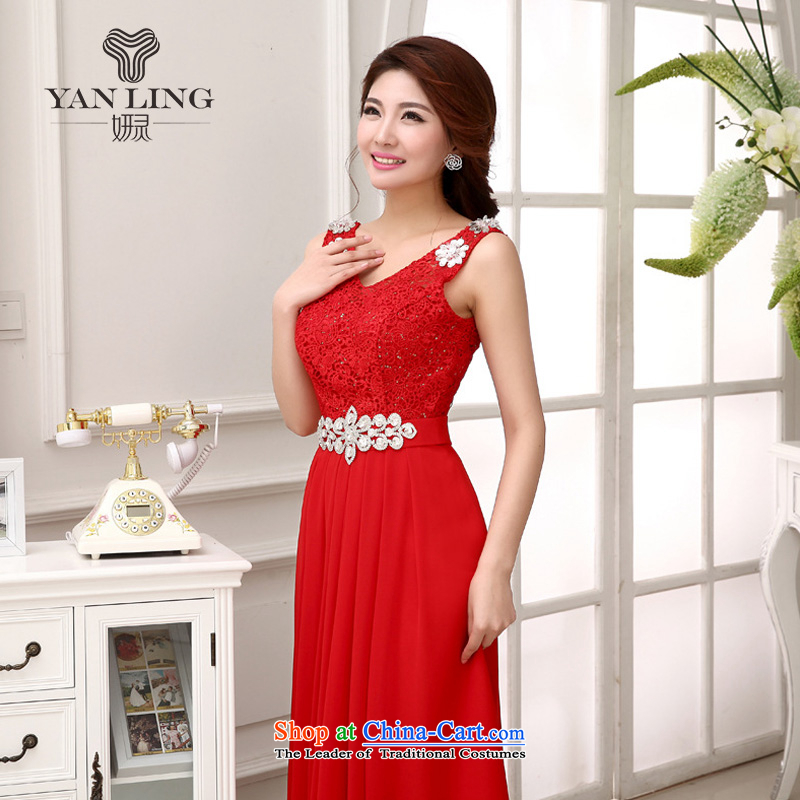 Charlene Choi Ling 2015 New Sau San video thin red chiffon dress shoulders bride services show bridesmaid toasting champagne evening LF231 RED M, Charlene Choi spirit has been pressed shopping on the Internet