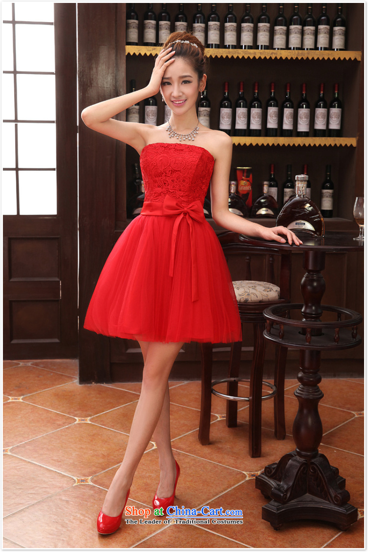 Charlene Choi Ling 2015 new sister bridesmaid mission bridesmaid dress lace anointed chest bow ties small dress evening dress Korean Red XL Photo, prices, brand platters! The elections are supplied in the national character of distribution, so action, buy now enjoy more preferential! As soon as possible.