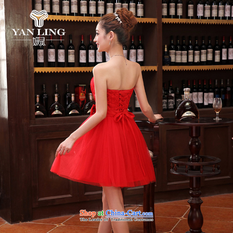 Charlene Choi Ling 2015 new sister bridesmaid mission bridesmaid dress lace anointed chest bow ties small dress evening dress Korean Red XL, Charlene Choi spirit has been pressed shopping on the Internet