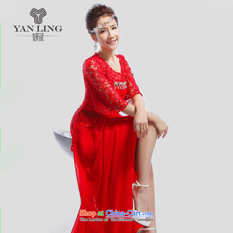 Charlene Choi Ling 2015 new bride bows dress marriage banquet long evening dress LF501 moderator red XL, Charlene Choi spirit has been pressed shopping on the Internet