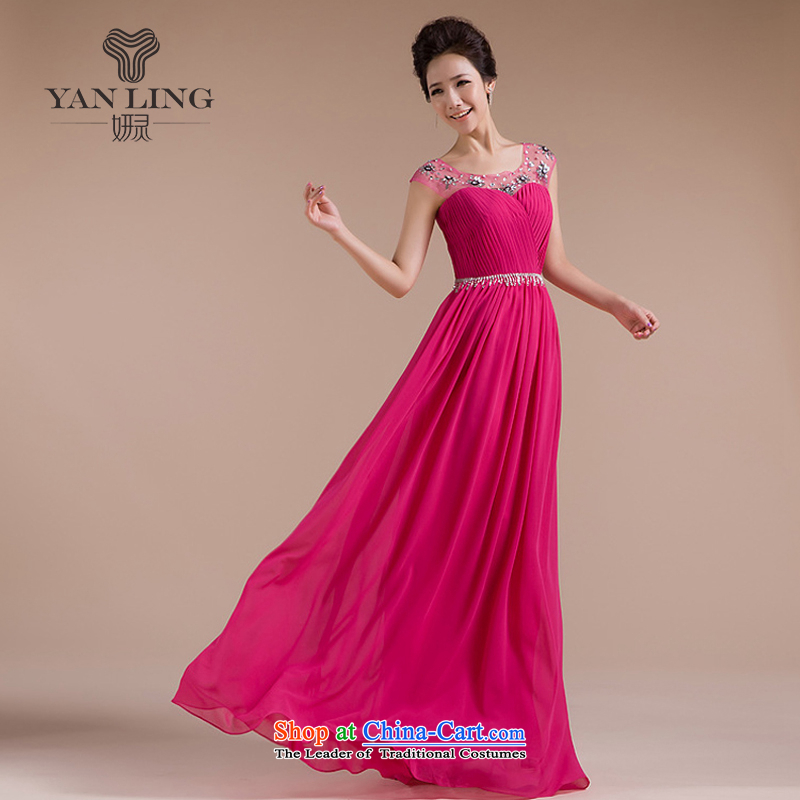 Charlene Choi Ling 2015 new marriages of evening dresses bows chief wedding dresses LF1003 chiffon purpleL