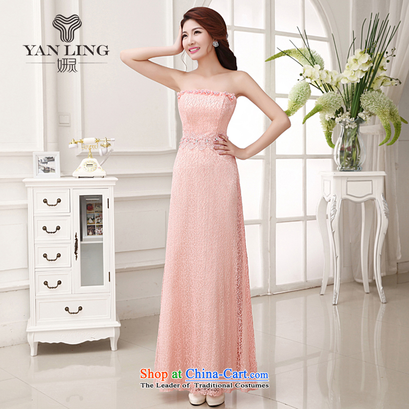 Charlene Choi Ling 2015 bride wedding dress long bows and breast-pink stylish evening dresses bridesmaid troupe LF235 rose red M