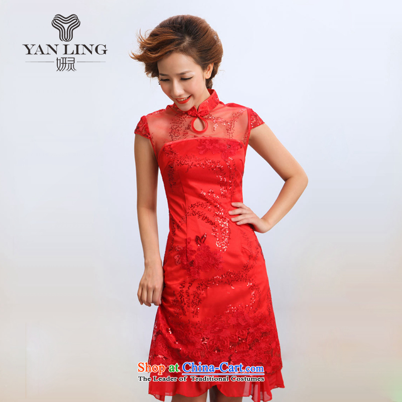 Charlene Choi Ling 2015 new stylish sleek summer qipao improvement will bride RED M Charlene Choi spirit of Qipao shopping on the Internet has been pressed.
