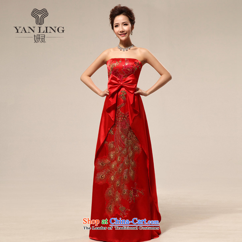 Charlene Choi spirit of spring and summer 2015, pregnant women dress bows service wedding dress embroidery peony flowers Phoenix marriage LF20 M