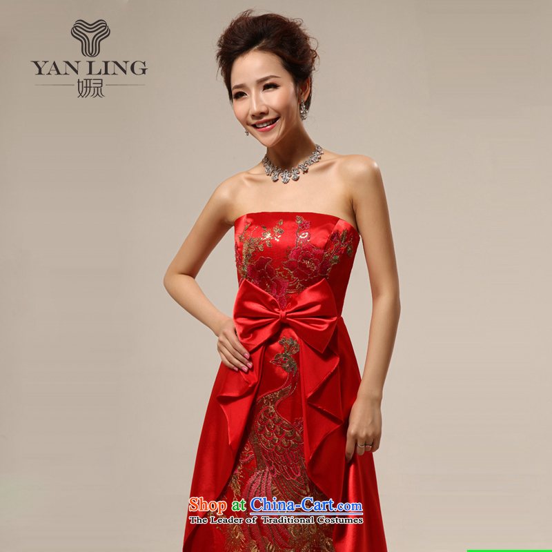 Charlene Choi spirit of spring and summer 2015, pregnant women dress bows service wedding dress embroidery peony flowers Phoenix marriage LF20 M, Charlene Choi spirit has been pressed shopping on the Internet
