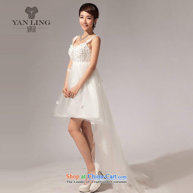Charlene Choi Ling YANLING anointed, short skirts is chest diamond bridesmaid small dress in lawn before long after short skirt LF116 white L, Charlene Choi spirit has been pressed shopping on the Internet